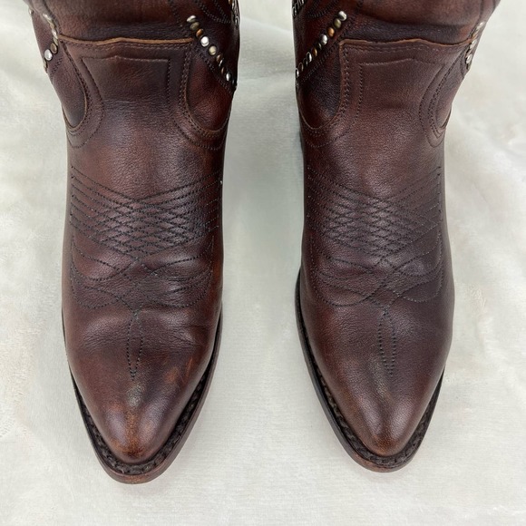 Frye Billy Studded Leather Cowboy Boots Women's Western Festival Brown Sz 6B - Picture 8 of 16